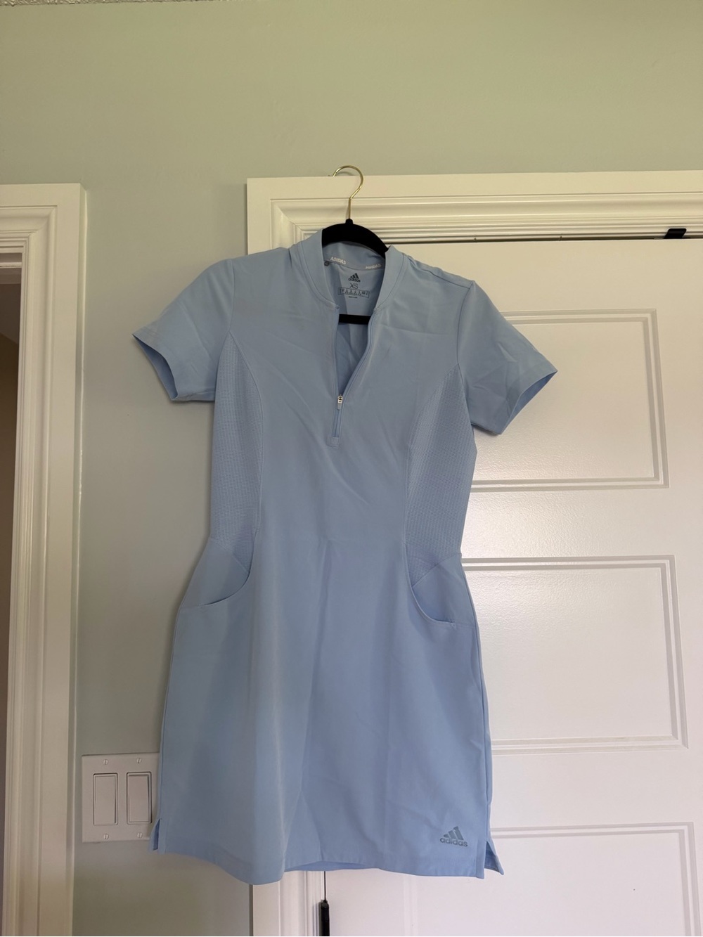 adidas Women's Light Blue Short-Sleeve Athletic Dress with Pockets